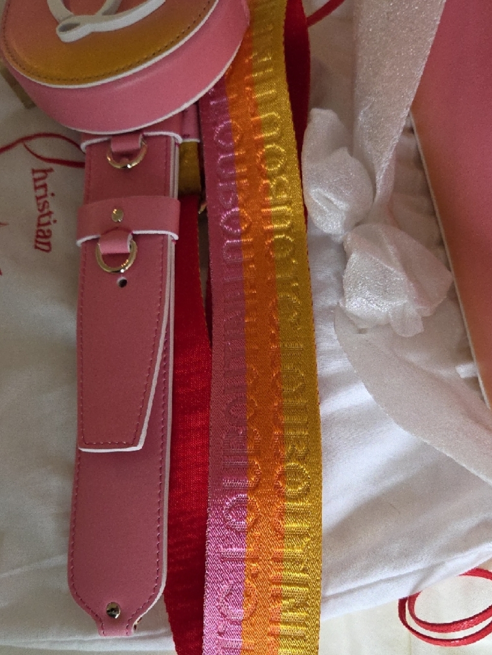 Christian Louboutin Loubila Sunset Degrade Pink & Yellow 2-Way Shoulder Bag NWT - Picture 4 of 13
